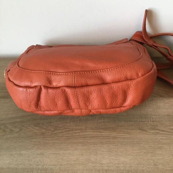 See by Chloe Crossbody Bag Orange Pebbled Leather with Zipper Ribbon Detail - Picture 8 of 12